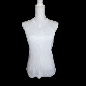 Lilly Pulitzer White Sleeveless Sweater Ribbed Knit Tank SZ M Coastal Layers